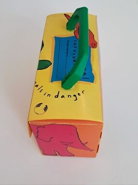 Vintage "The Body Shop" Animal Survival Box/Purse, Plastic with Green Handle